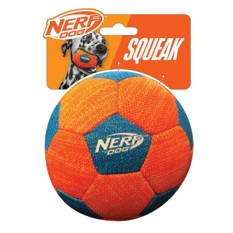 Nerf Dog 12.7cm squeaky orange and blue soccer ball dog toy