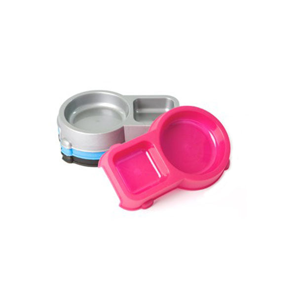 Non Slip Twin Cat Bowl Set Plastic For Food And Water